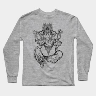 Ganesh: Hindu Spiritual Elephant Lord In Lotus Pose Long Sleeve T-Shirt